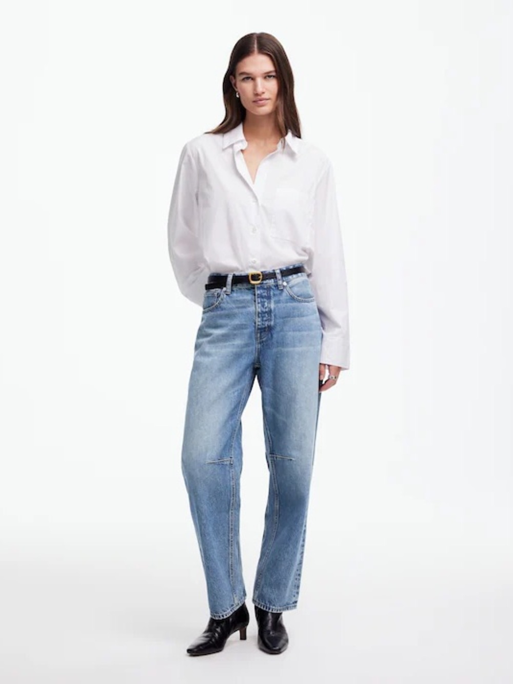 Madewell The Darted Barrel-Leg Jean In Dobbins Wash NWT